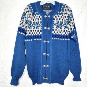 Nordstrikk A/S Vintage Norwegian Wool Snowflake Cardigan Sweater